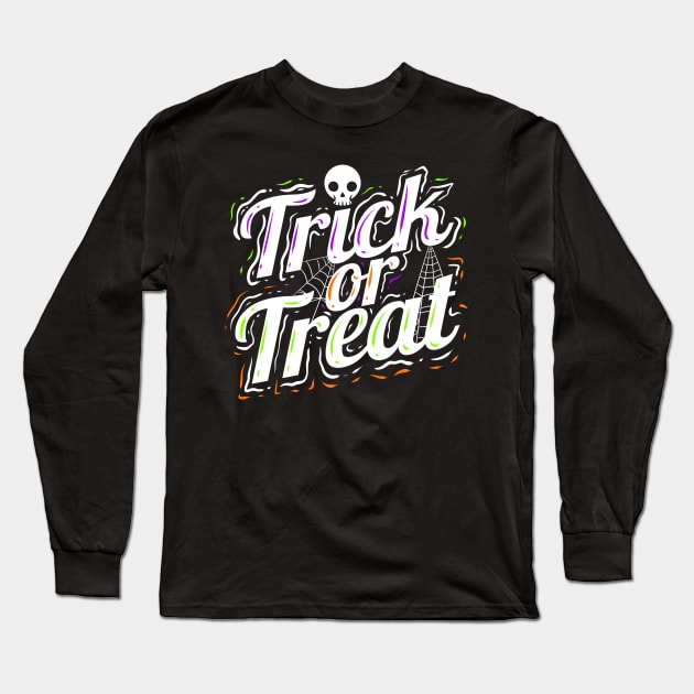 Trick Or Treat Spiderweb Halloween Long Sleeve T-Shirt by SinBle